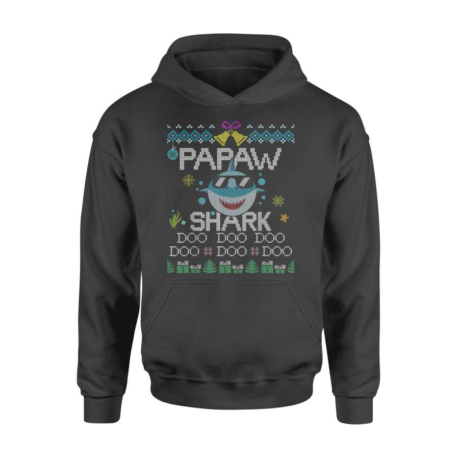 Mens Papaw Father Shark Christmas Matching Family Group Ugly T-Shirt – Standard Hoodie