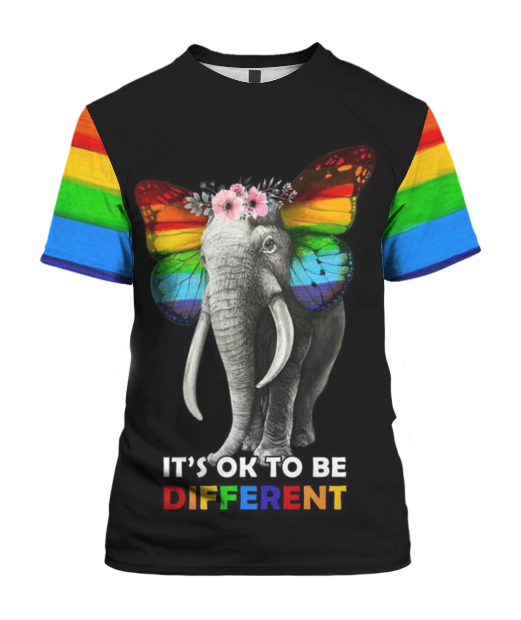 It Is Ok To Be Difference Elephant Rainbow Colors 3D T Shirt For Gay Lesbian, Best Gift For Lgbt Friend Gay Lesbian Gifts