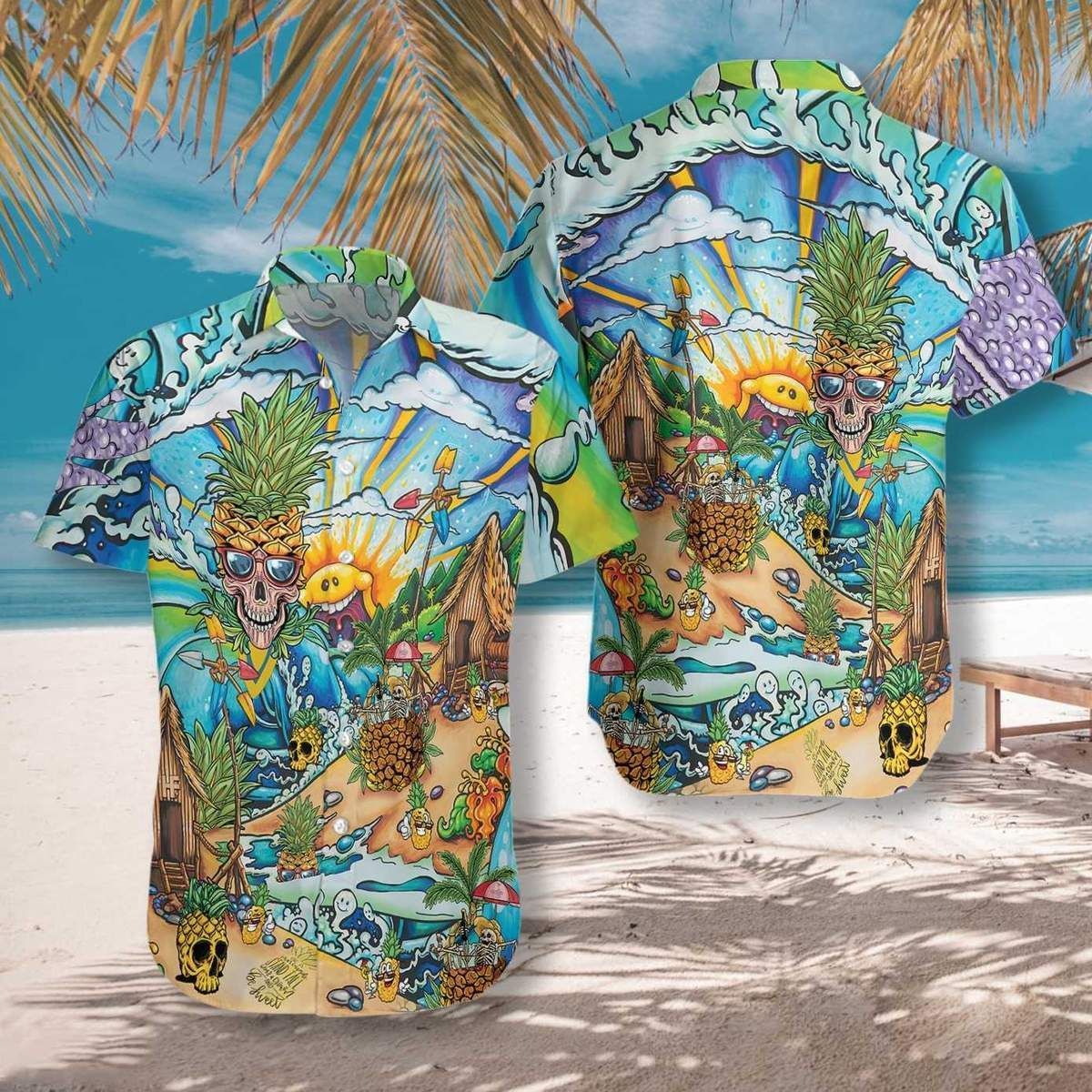 Discover Cool Pineapple Skull On The Beach Hawaii Aloha Shirts V Ha5598