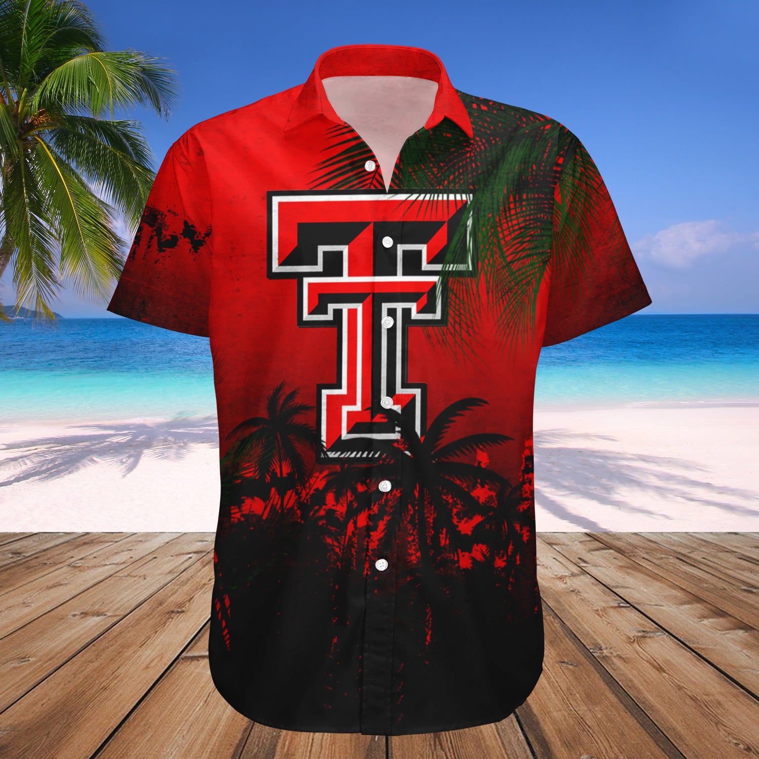 Texas Tech Red Raiders Hawaii Shirt Coconut Tree Tropical Grunge – NCCA