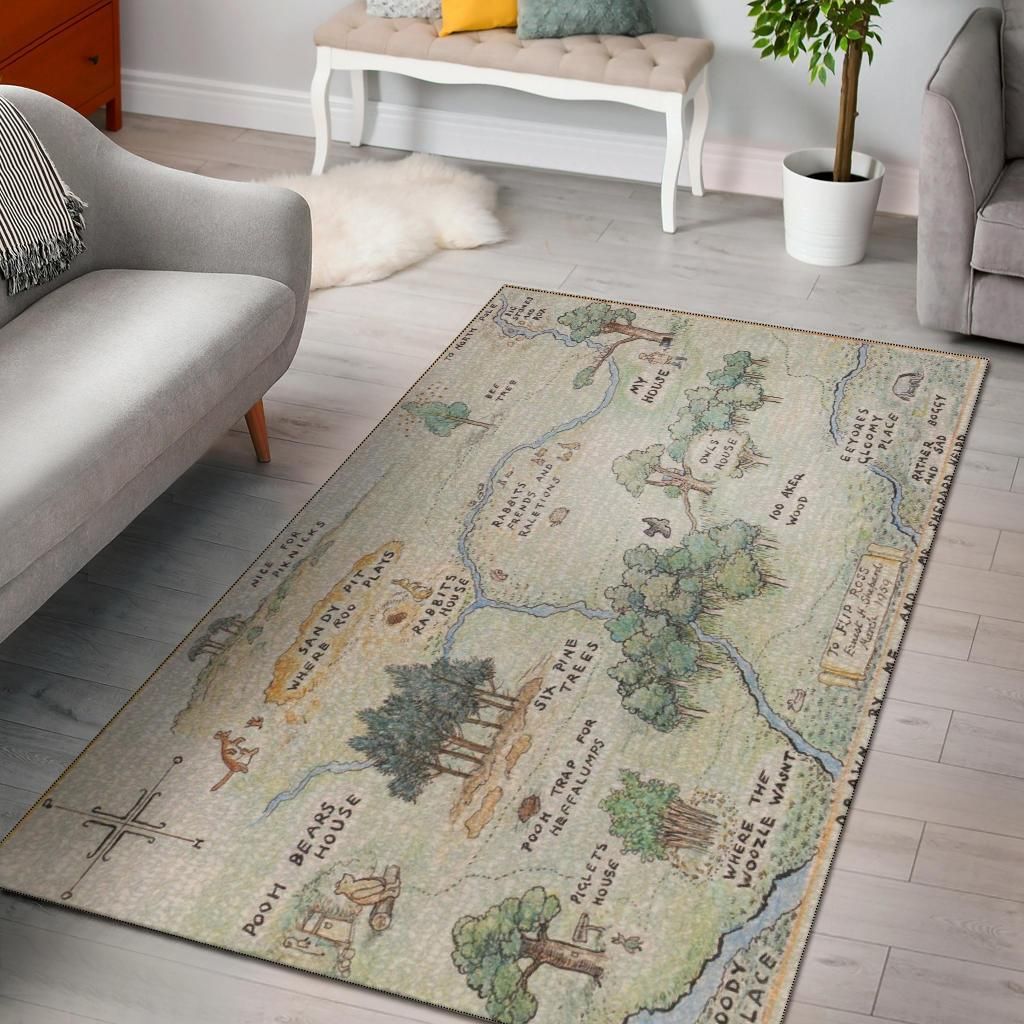 100 Acre Wood Map Winnie The Pooh Jungle Area Rug Living Room Rug Home Decor Floor Decor