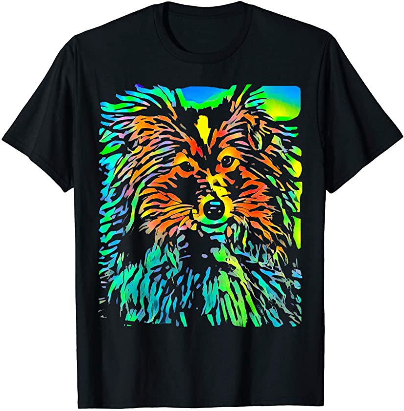 Rough Collie Dog Face Puppy Pop Art T-Shirt