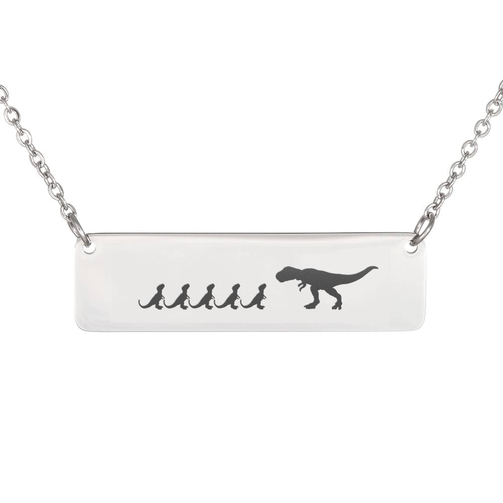 Personalized Mama Dinosaur + 5 Baby Dinosaurs – Necklace