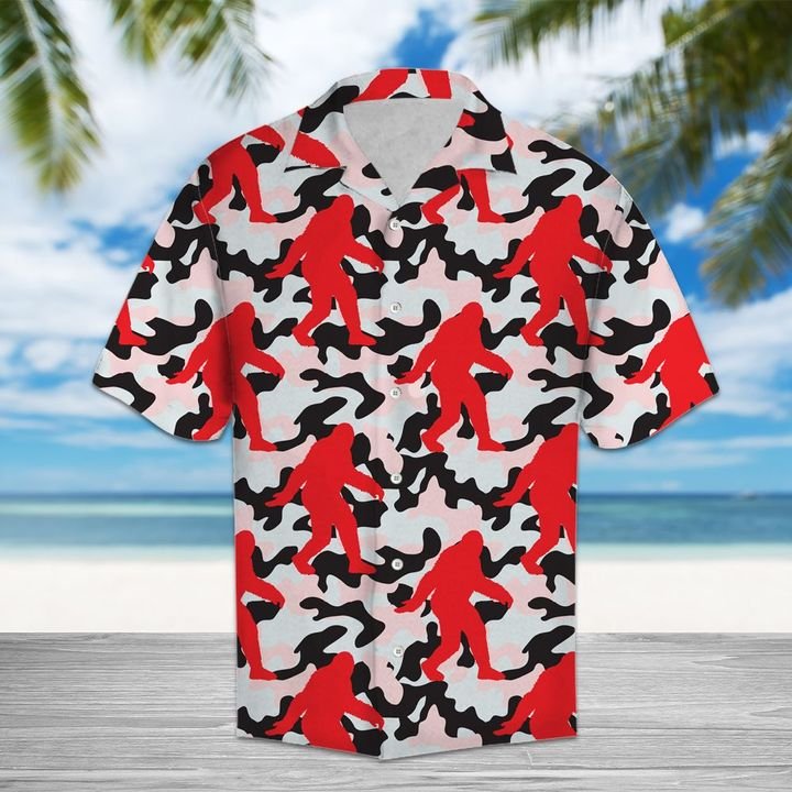 Bigfoot Camo Hawaii Shirt Summer Button Up For Couple Ha88374