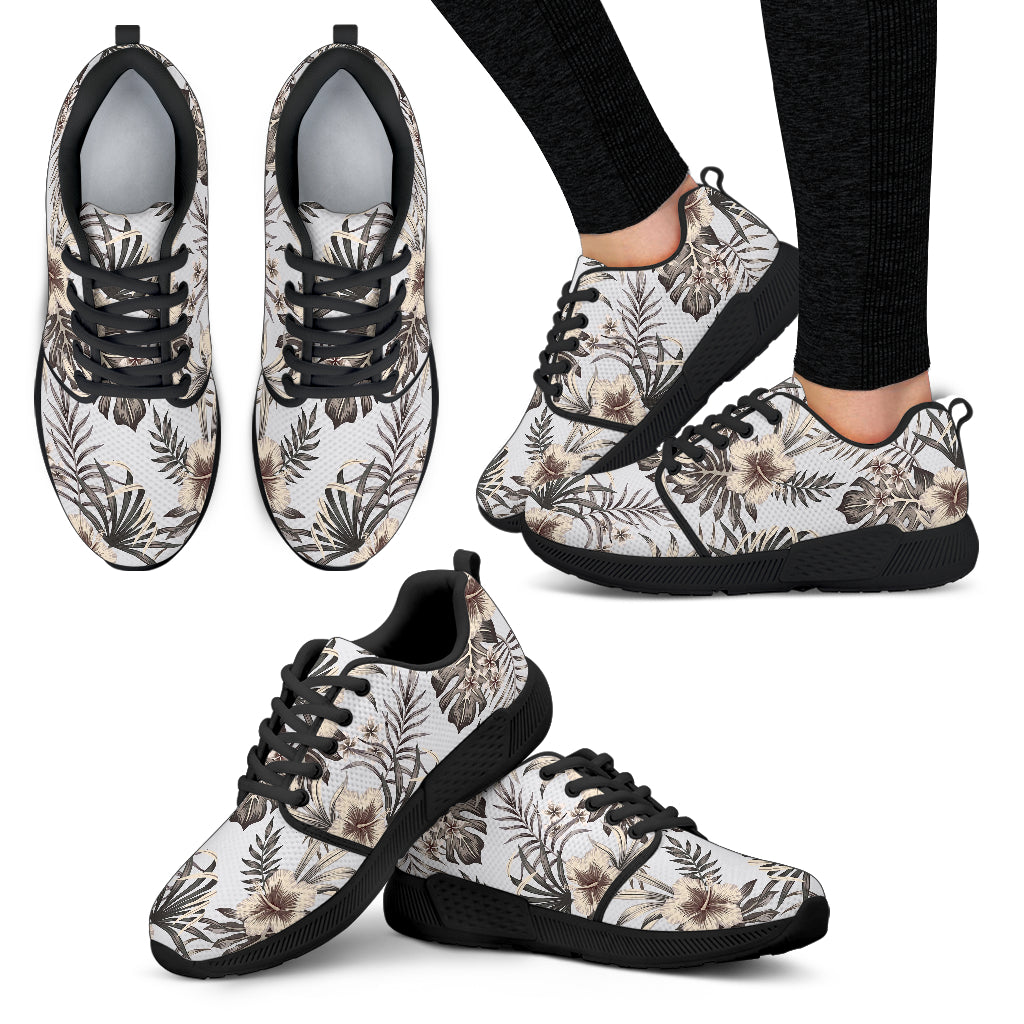 Vintage Hibiscus Plumeria Pattern Print Women’S Athletic Shoes