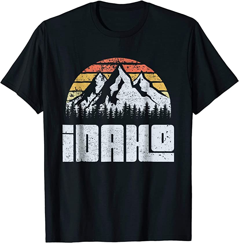 Vintage Idaho Mountains State Nature Sun Retro T Shirt