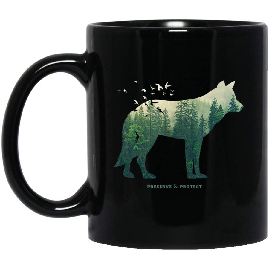 Preserve Protect Vintage National Park Wolf Gift Coffee Mug