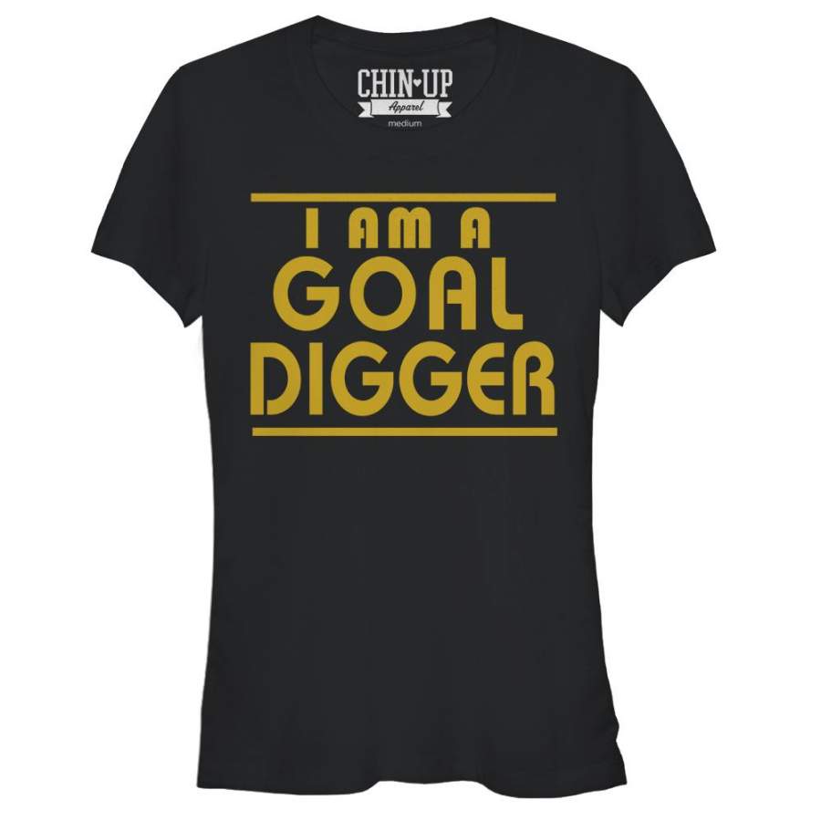 CHIN UP Junior’s Goal Digger  T Shirt Black