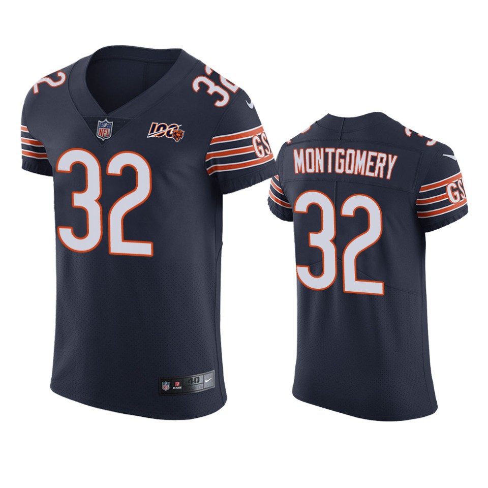 Chicago Bears David Montgomery Navy 100th Season Vapor Elite Jersey