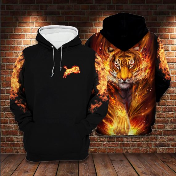 Spirit Animal Fire Tiger All Over Printed Us Unisex Size Hoodie