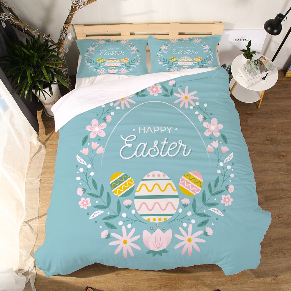 3D Cartoon Easter Set Bedding Set Funny Bunny Pattern Duvet Cover Set For Bedclothes Cute Bed Comforters Drop Ship