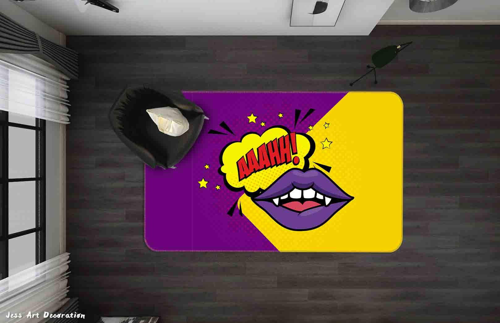 3D Halloween Lip Vampire Graffiti Non-Slip Rug Mat A580 Lqh