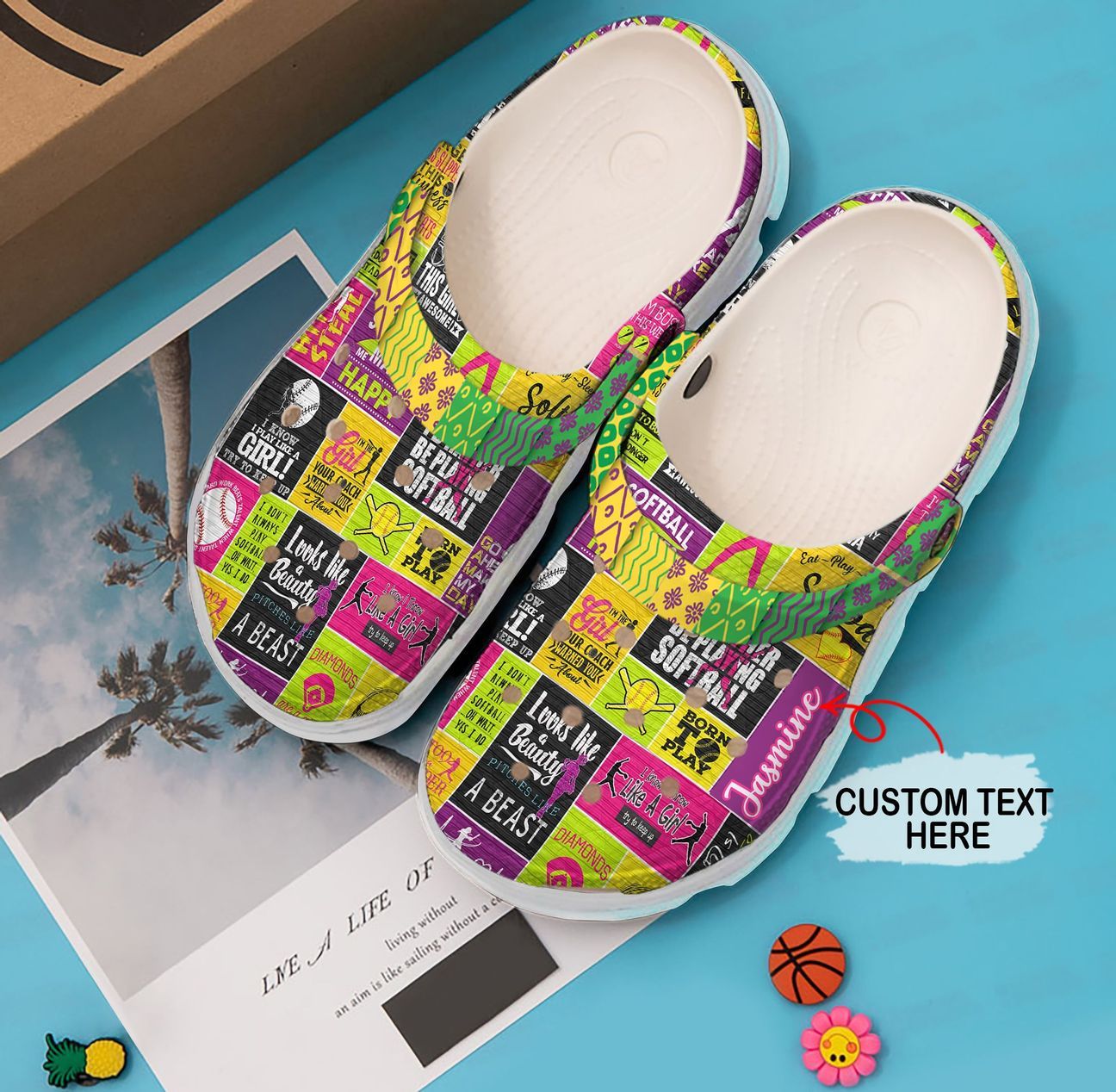 Softball Personalized Clog, Custom Name, Text, Color, Number Fashion Style For Women, Men, Kid, Print 3D Softball Collection