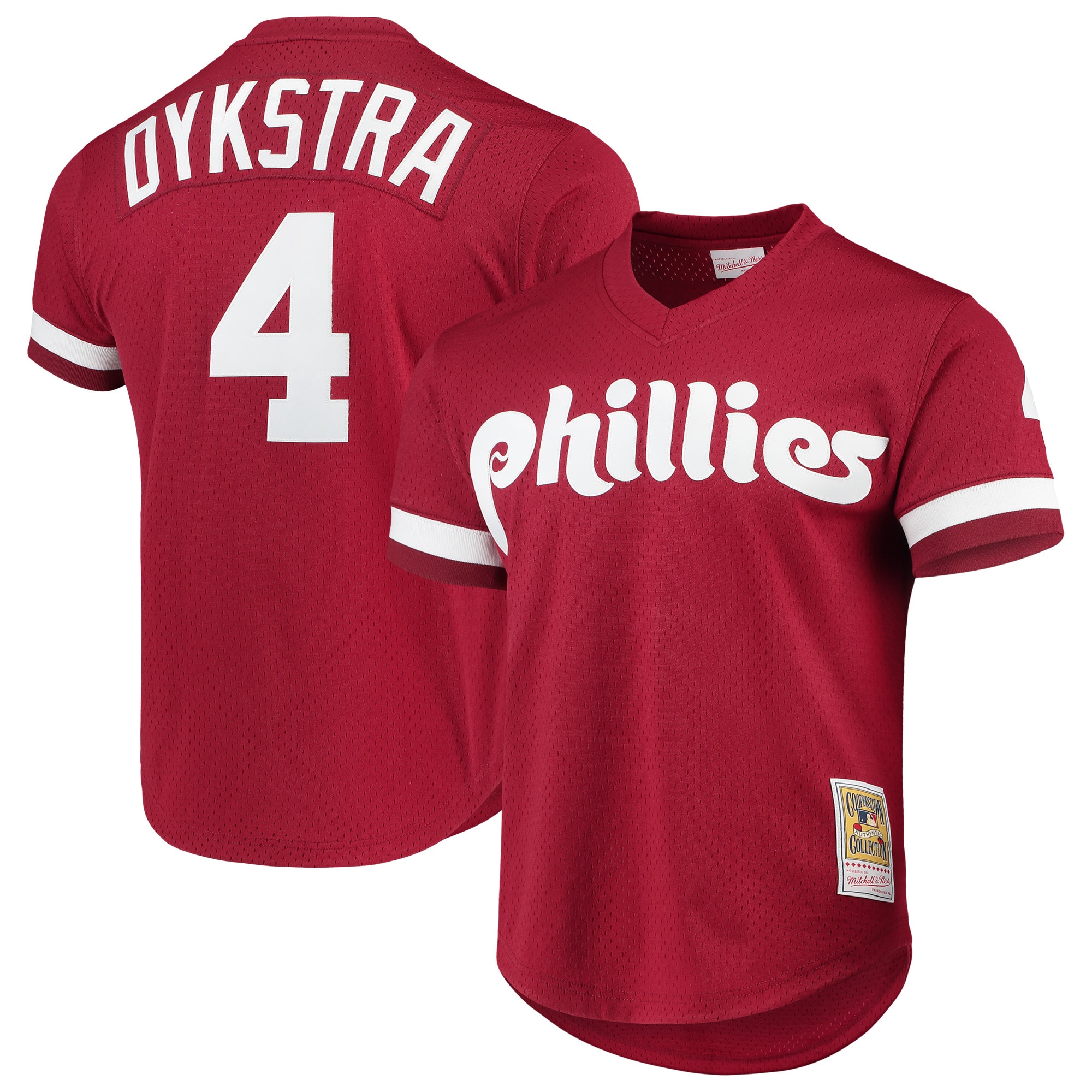 Mitchell & Ness Lenny Dykstra Philadelphia Phillies Cooperstown Collection Mesh Batting Practice Jersey – Scarlet