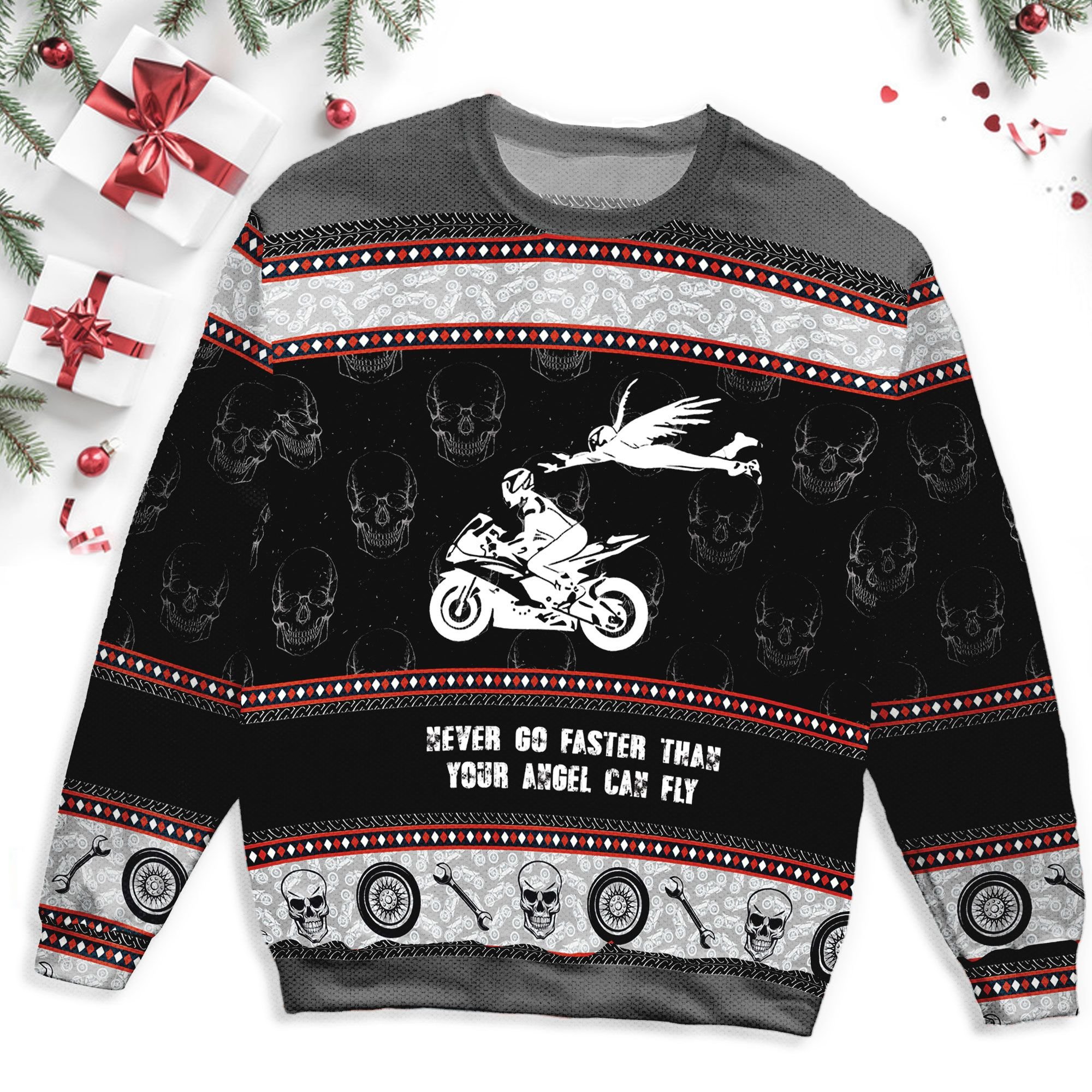 Angel Biker Christmas Ugly Sweater