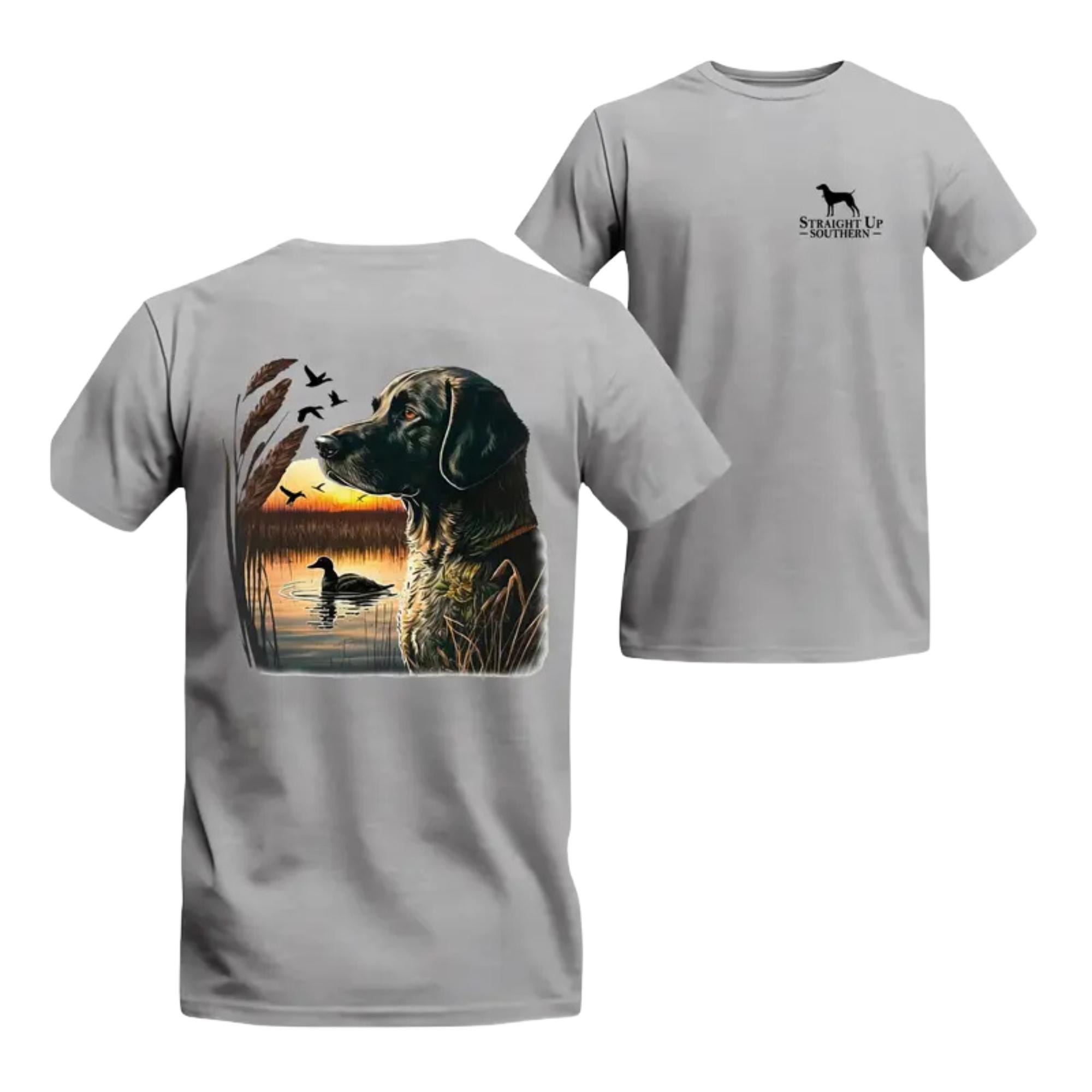 Straight Up Southern T-Shirt, Featuring A Hunting Dog And Sunset Scene, Rustic Outdoor Tee, Soft Breathable Material, Everyday Relaxed Shirt , Tiktok Shop