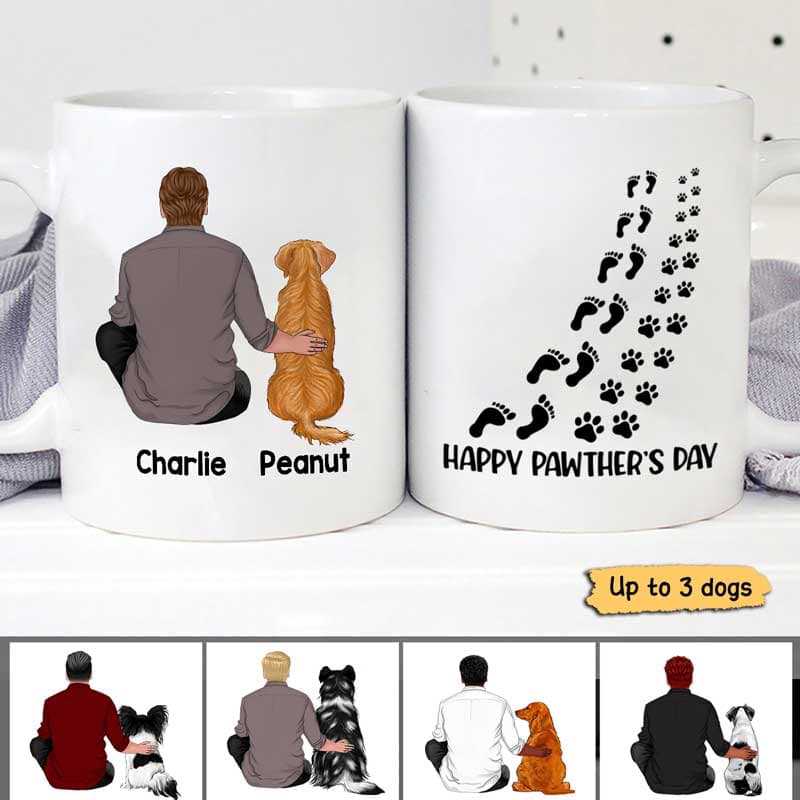 Happy Pawther‘S Day Dog Dad Back View Personalized Mug