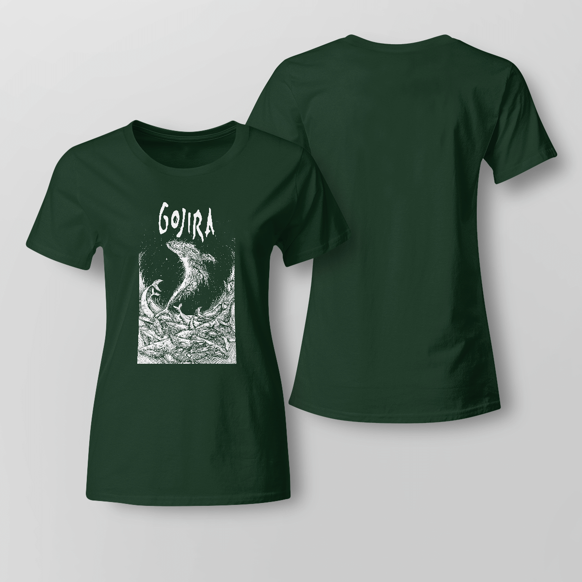 Gojira Merch Wood Block Whales Ladies T-Shirt