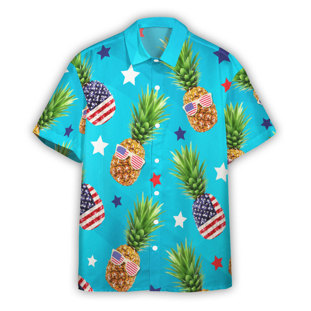 Gearhumans Pineapples Wear Glasses Of July Custom Hawaii Shirt Ha36392