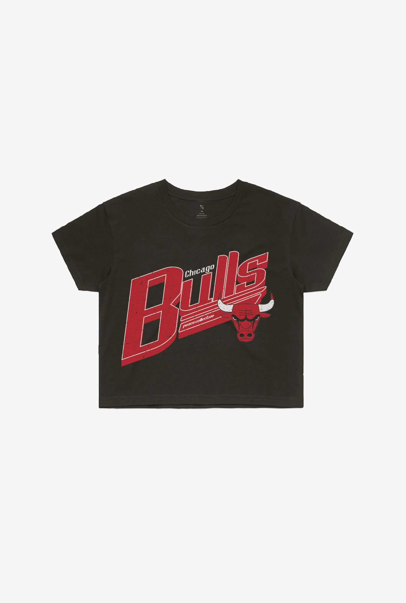 Chicago Bulls Garment Dyed Cropped T-Shirt – Black