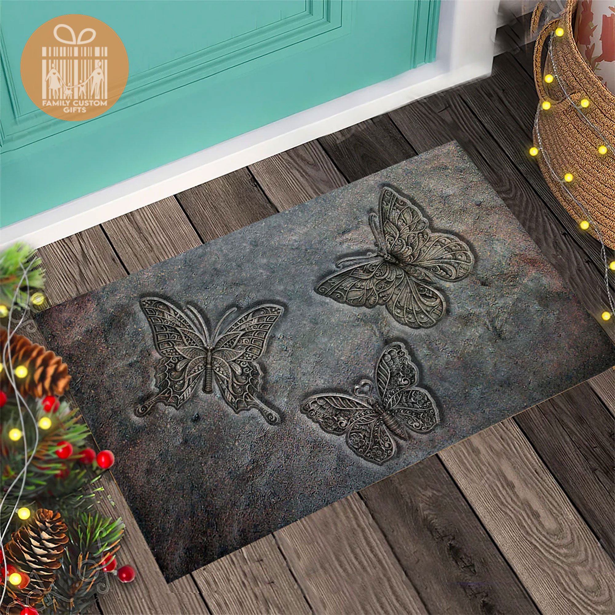 Welcome Mat 3D Butterfly Funny Doormat Indoor & Outdoor Mat Non-Slip Backing