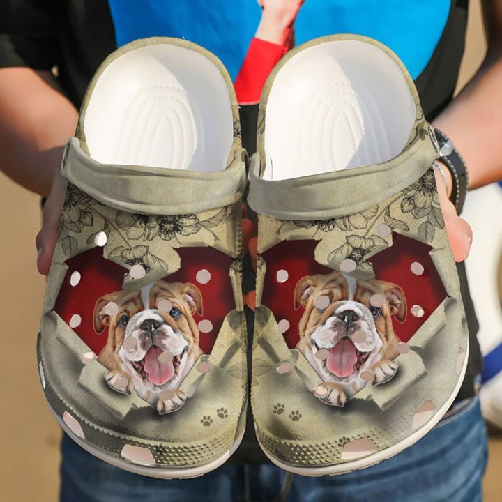 Bulldog They Steal My Heart Sku 333 Crocs Crocband Clog Comfortable For Mens Womens Classic Clog Water Shoes