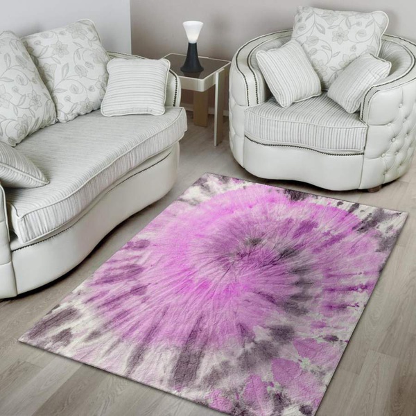 Black And Purple Tie Dye Area Rug