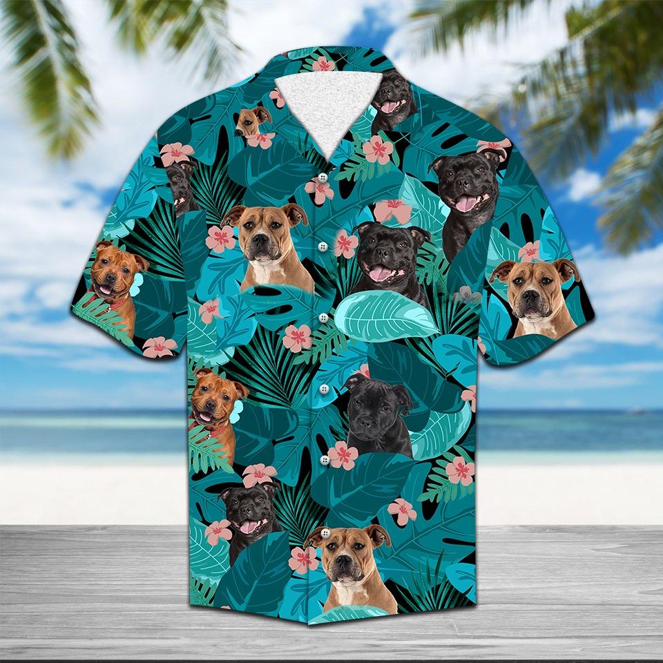 Tropical Staffordshire Bull Terrier Hawaiian Shirt Ha103758