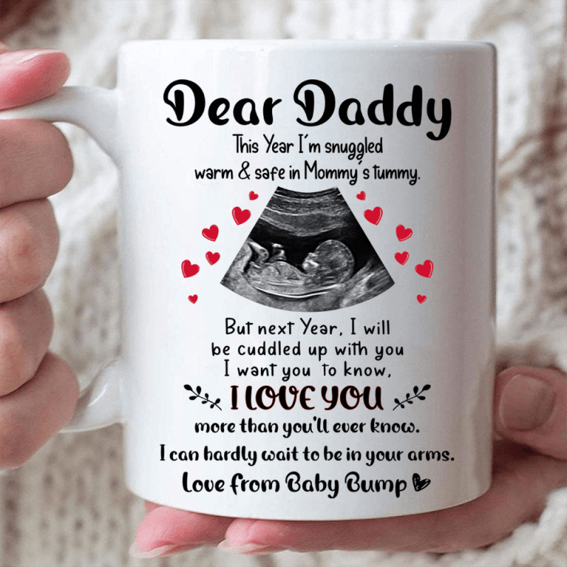 Personalized Ultrasound Gift For Dad To Be Next Year I’Ll Be Snuggled In Your Arms Mug