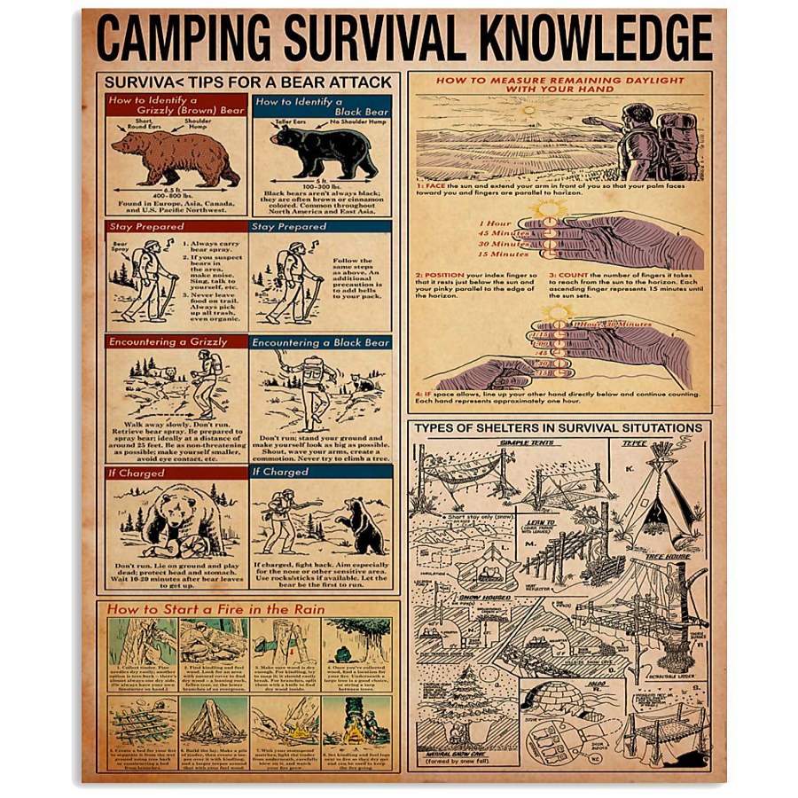 Camping Survival Knowledge  Custom Design For Camping Lovers Vertical Poster