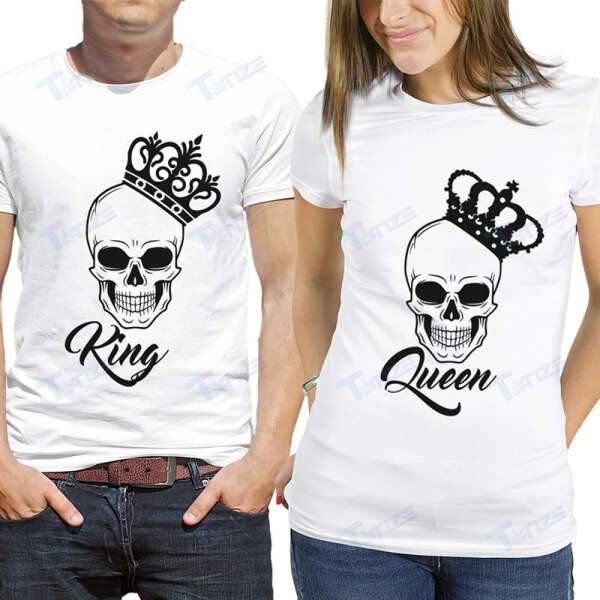 Couple Matching Shirts Skull King And Queen Couple Gift Graphic Unisex T Shirt, Sweatshirt, Hoodie Size S – 5Xl