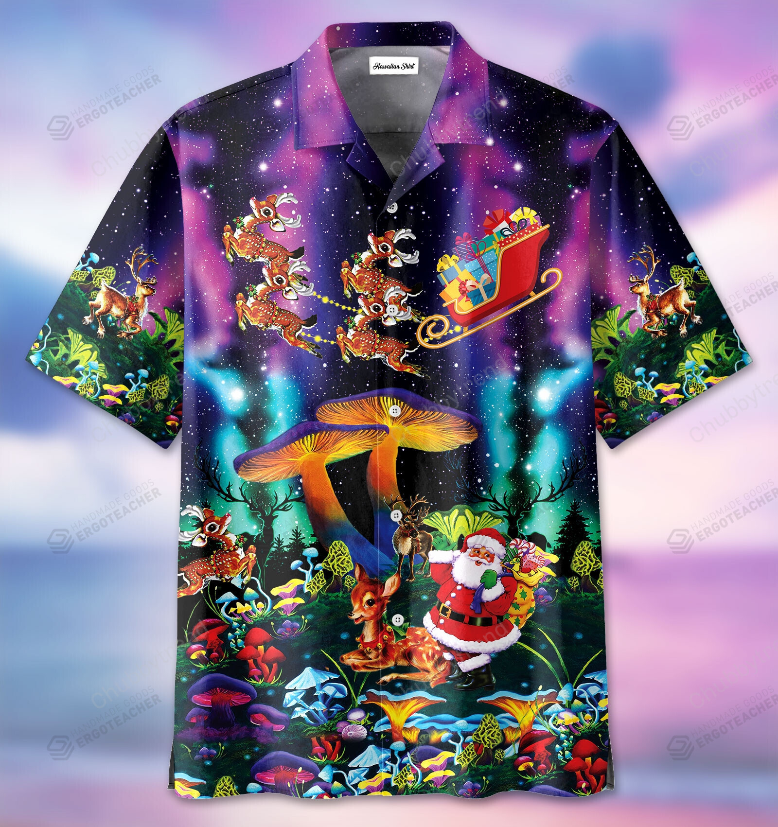 Colorful Merry Christmas Santa Claus And Mushroom Hawaii Shirt Ha51313