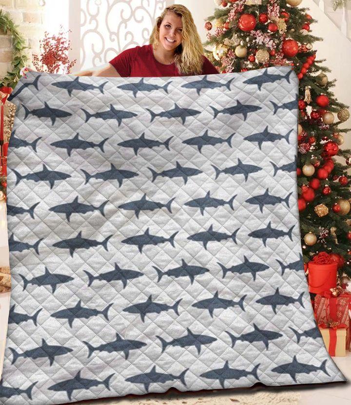 Sharks Pattern Fleece Blanket – Quilt Blanket, Christmas Gift, Birthday Gift, New Year Gift, Anniversary Gift