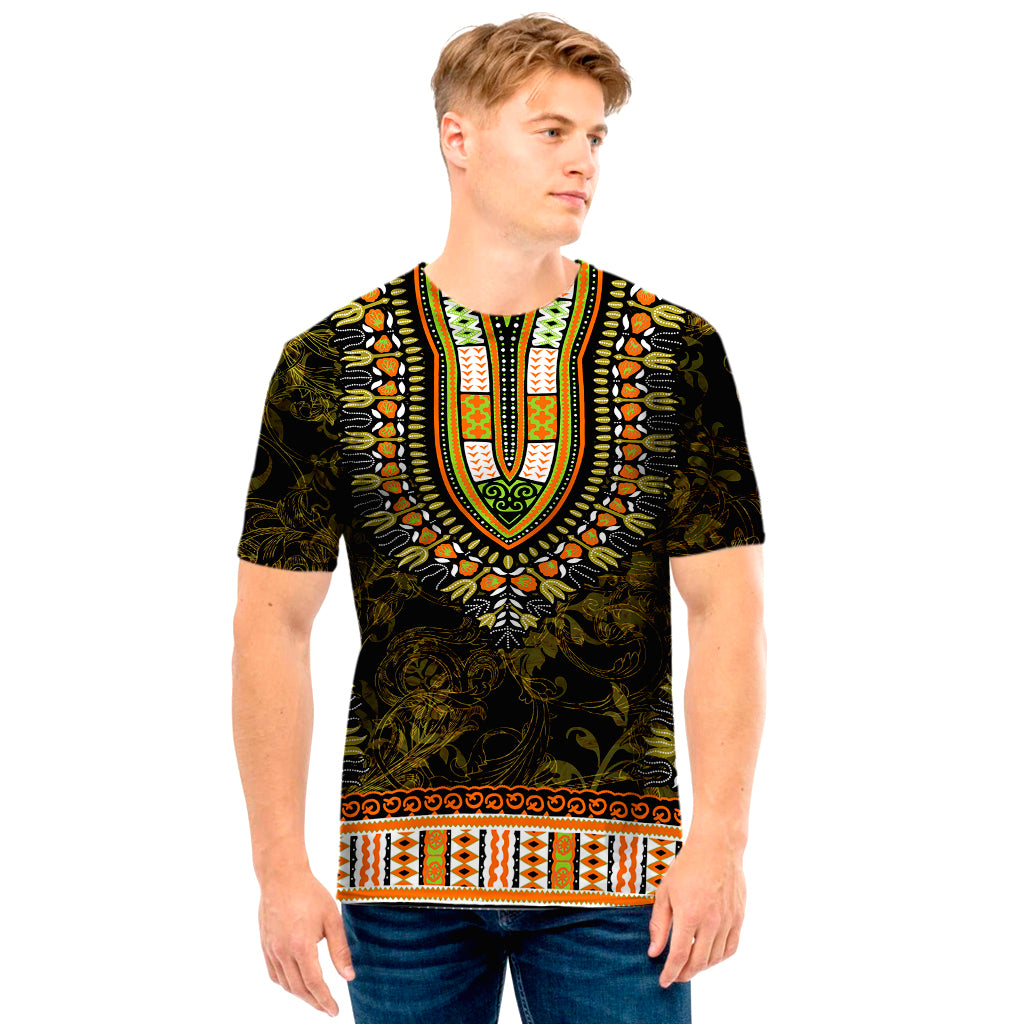 Orange And Black African Dashiki Print Men’S T-Shirt