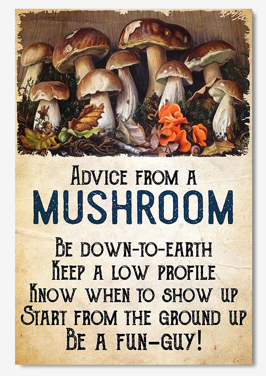 Advice From A Mushroom Motivation Wall Art Gift For Friend Mother Farther Children Home Decor Poster