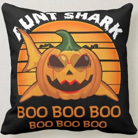 Aunt Shark Boo Boo Boo Funny Halloween Gift Throw Pillow