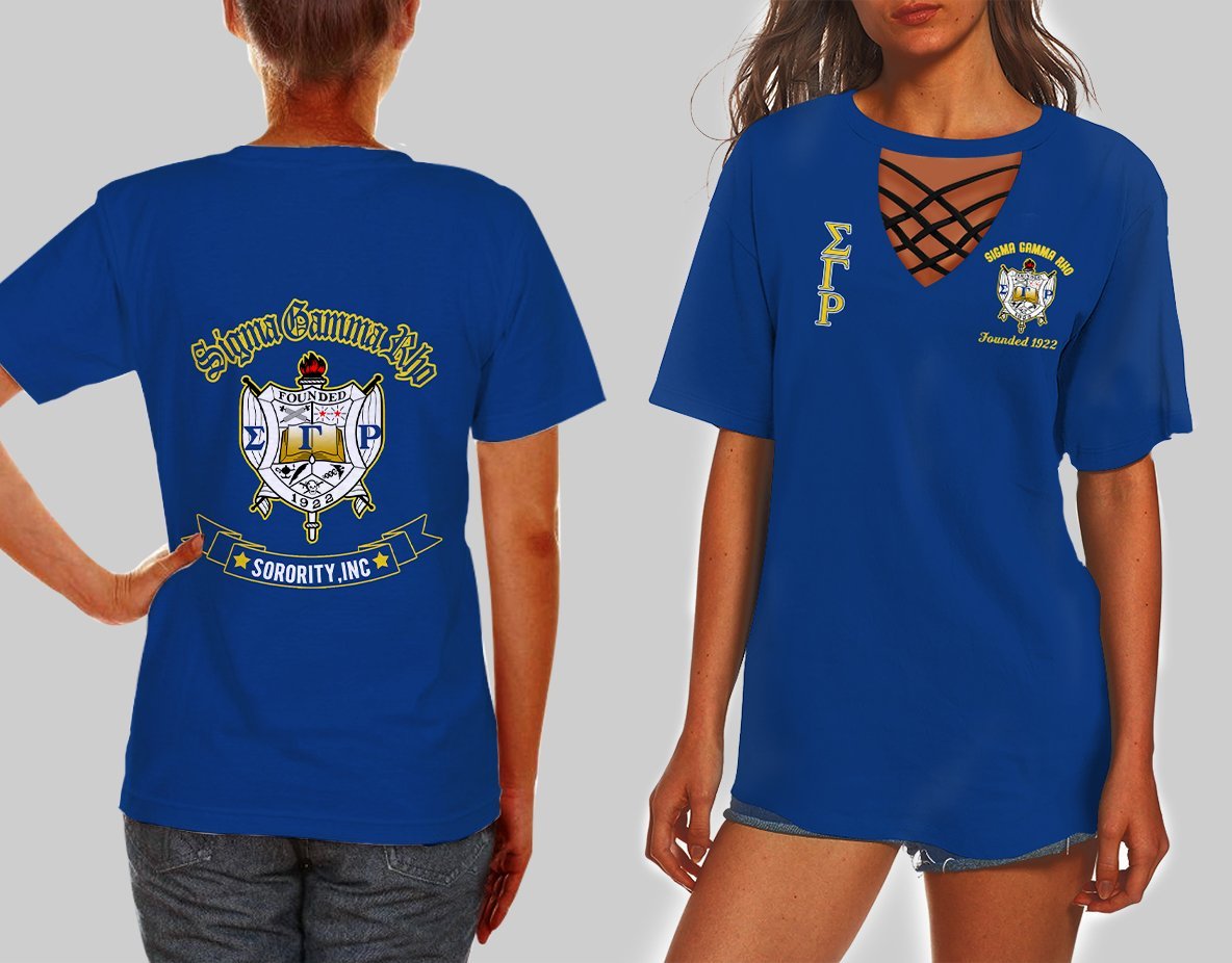 SIGMA GAMMA RHO HOLLOW OUT V-NECK T SHIRT 4520202