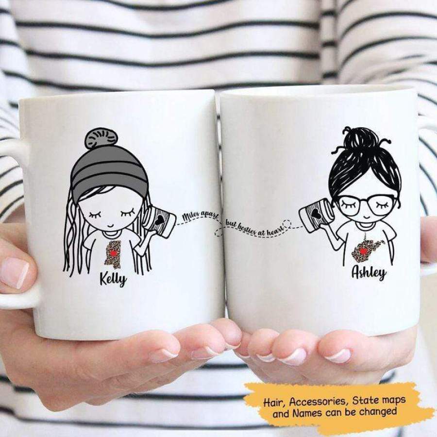 Long Distance Best Friends Personalized Mug