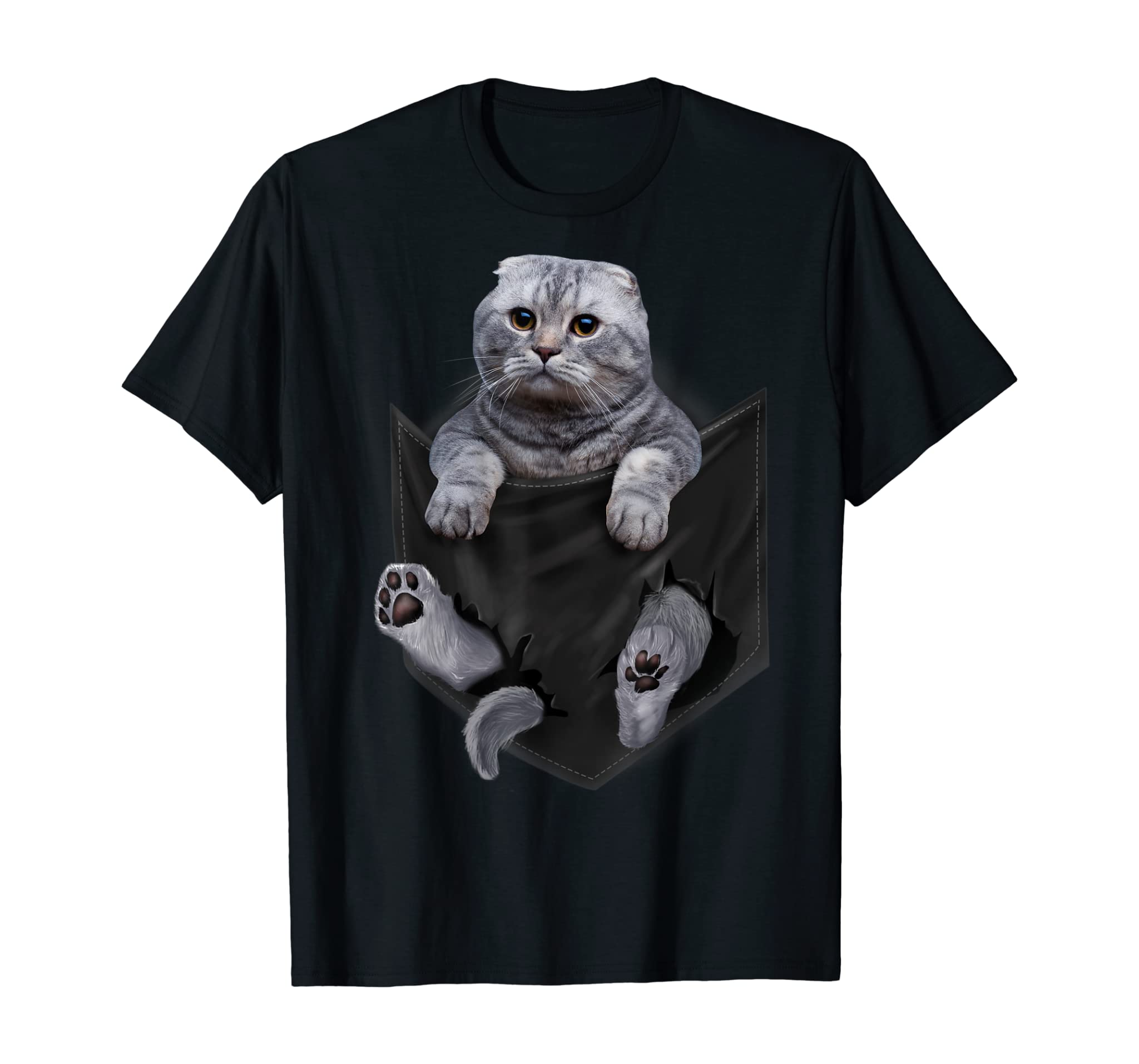 Scottish Fold Cat in Pocket Cats Tee Shirt Gifts