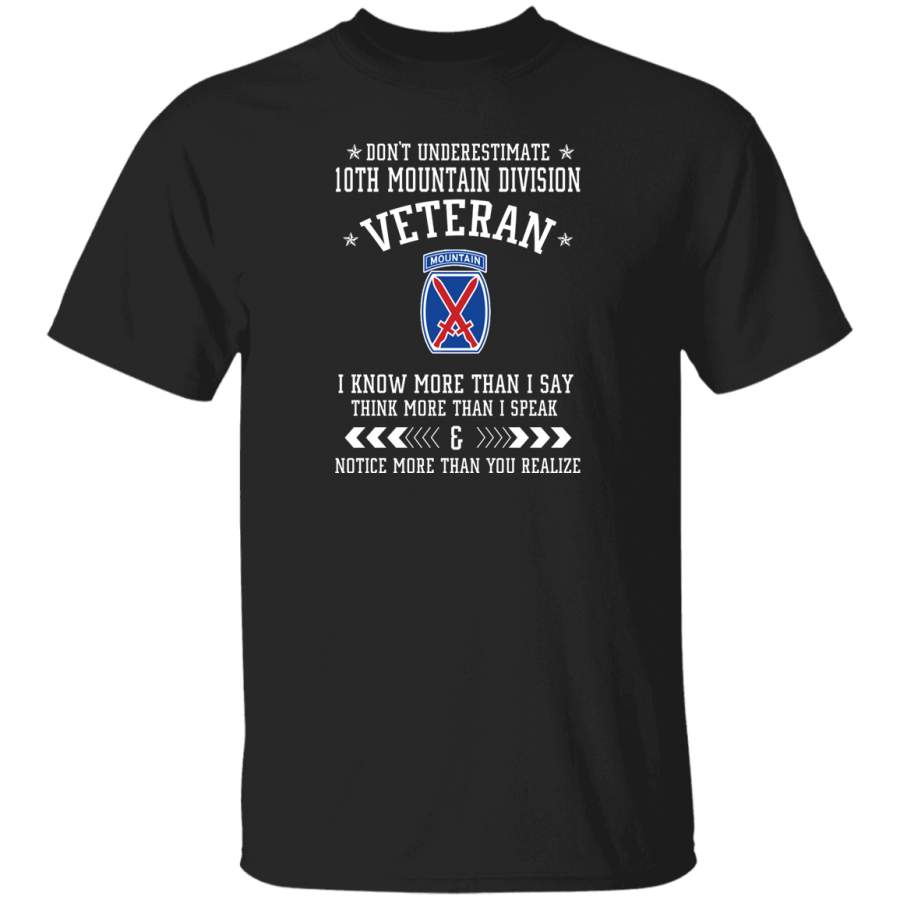 Don’t Underestimate 10th Mountain Division Veteran T-Shirt Veterans Day Christmas Gift Mug