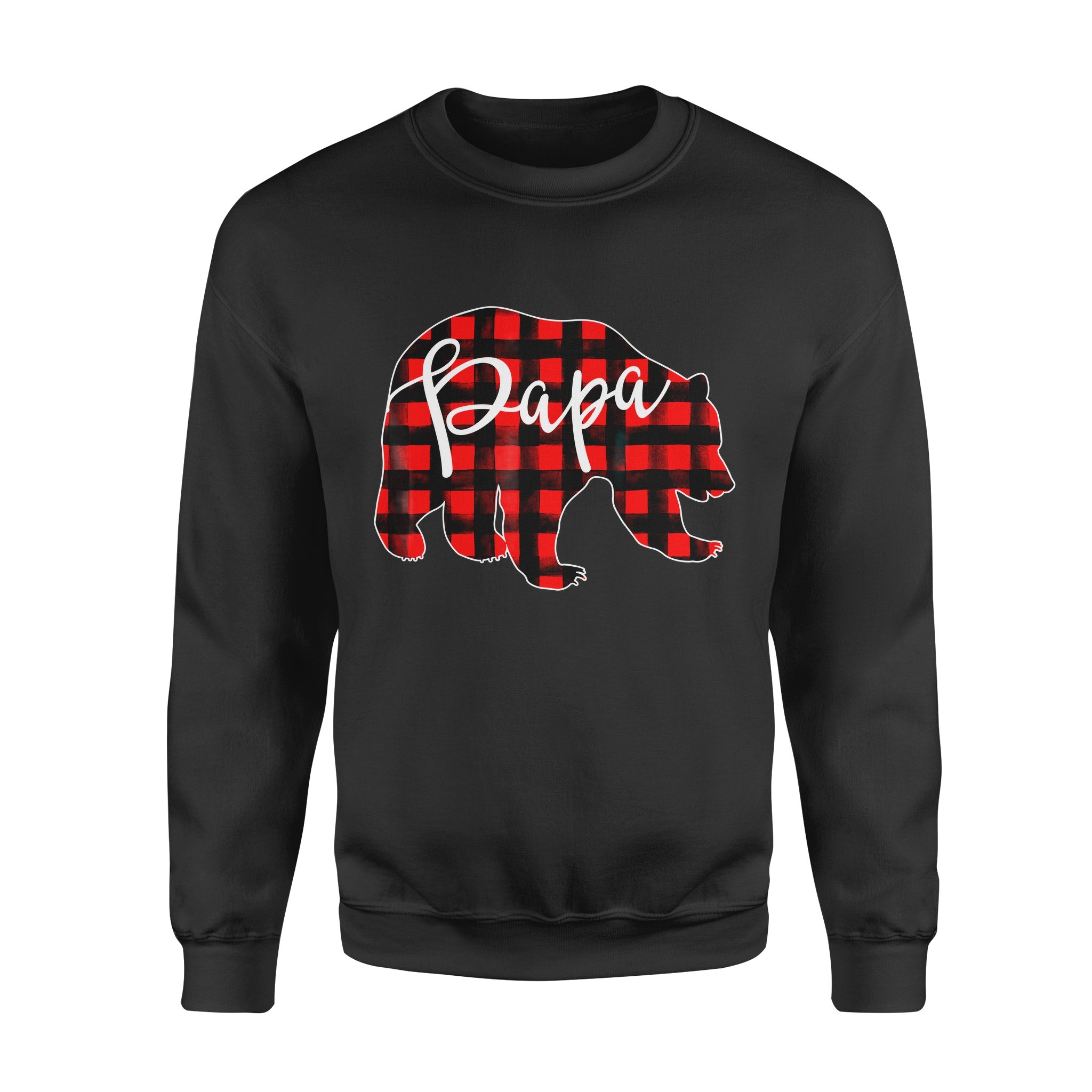 Animal Gift Idea – Mens Red Plaid Papa Bear Matching Family – Standard Crew Neck Sweatshirt