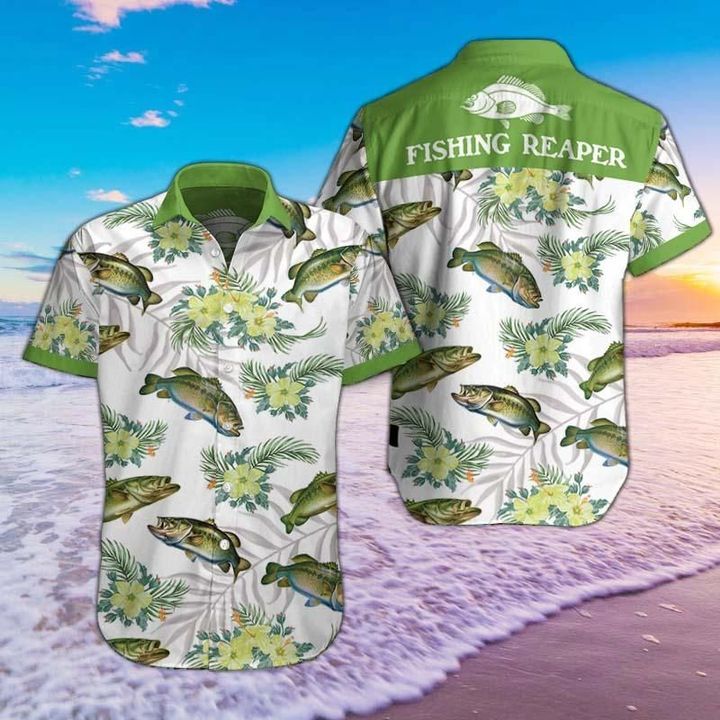 Fishing Reaper Hawaii Graphic Print Short Sleeve Hawaii Casual Shirt Ha62573