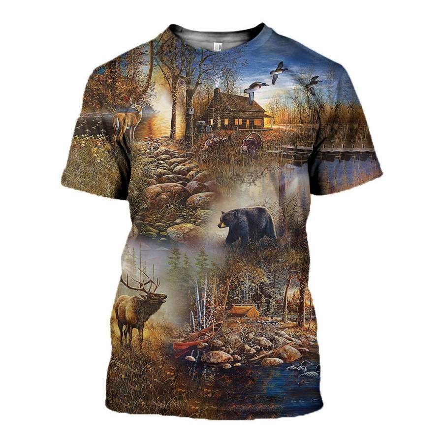 3D All Over Printed Hunting Animals Art Shirts and Shorts