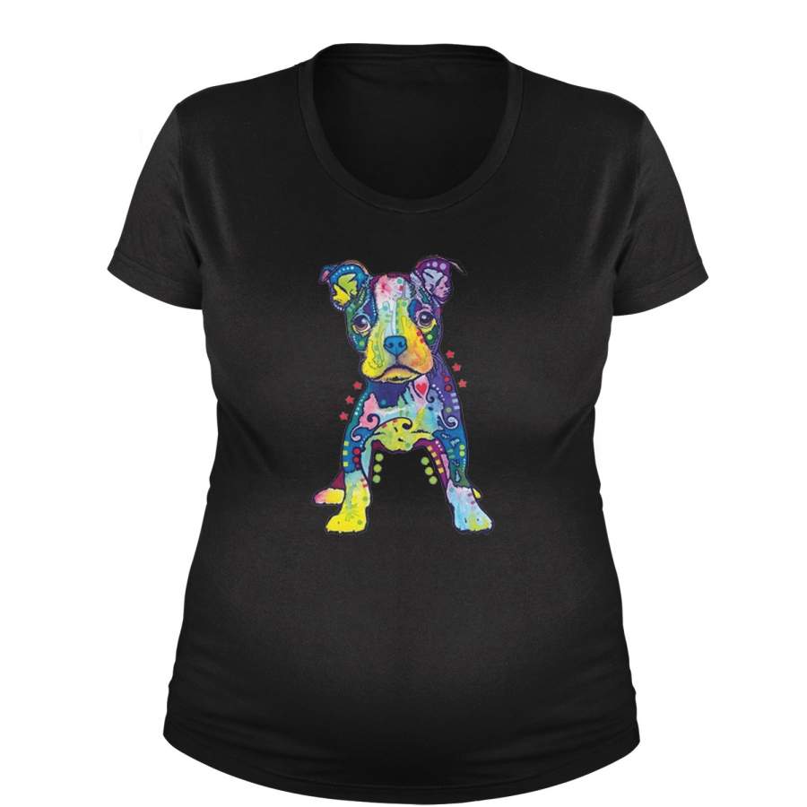 Puppy Graffiti Pop-Art Rainbow Colors Maternity Pregnancy Scoop Neck T-Shirt