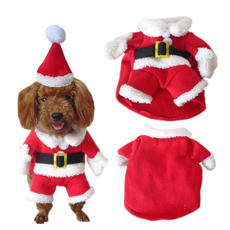 Pet Dog Christmas Clothes Santa Claus Dog Costume Winter Puppy Pet Cat Coat Jacket Dog Suit with Cap Warm Clothing For Dogs Cats alx