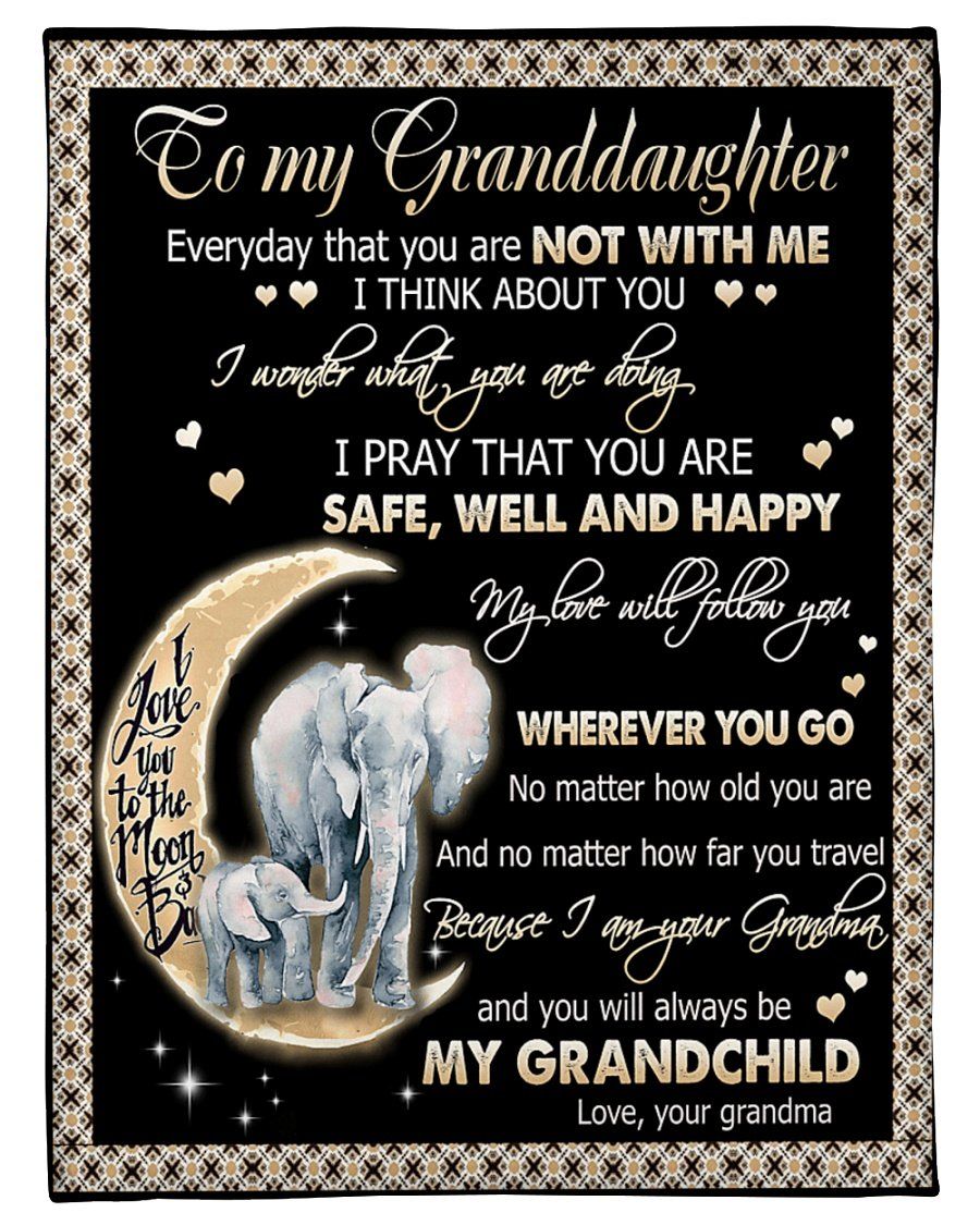 [Personalized Name] Elephant Waning Moon I Think About You Fleece Blanket, Sherpa Blanket, Gift For Granddaughter Gift For Family Member, Friends Gift, Christmas Gift, Home Decor, Home Living