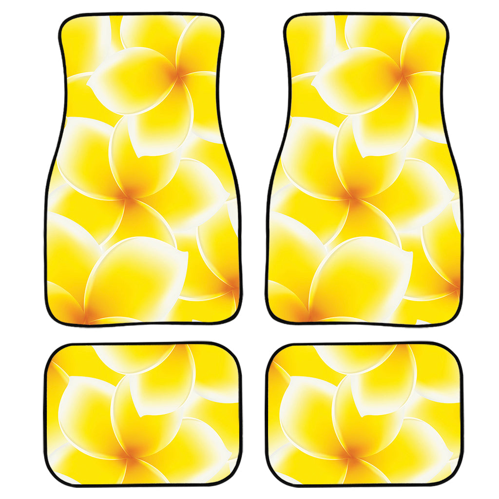 Yellow Frangipani Pattern Print Front And Back Car Floor Mats, Front Car Mat