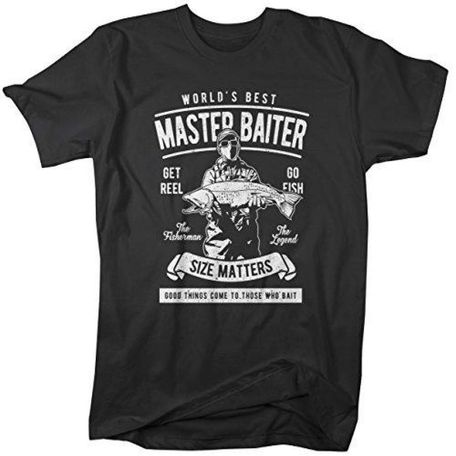 Men’s Funny Fishing T-Shirt World’s Best Master Baiter Vintage Shirt