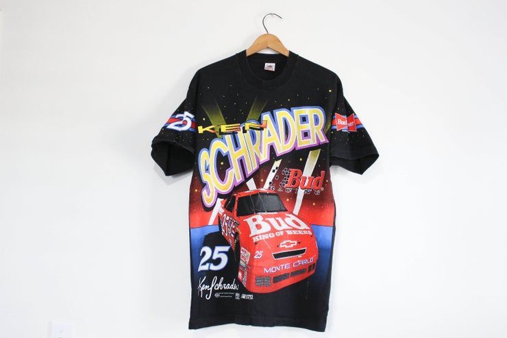 Vtg Ken Schrader Nascar Driver Bud Budweiser Racing T-Shirt