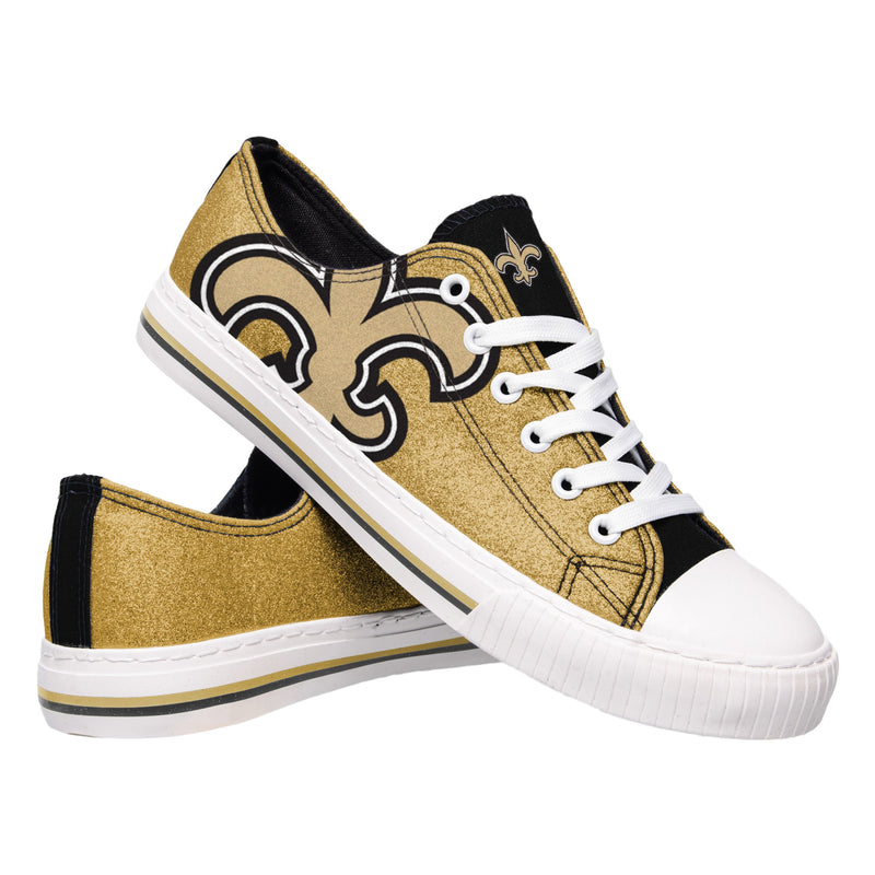 New Orleans Saints NFL Womens Glitter Low Top Canvas Shoes